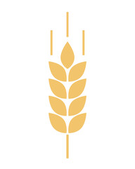 Wheat logo. Icon bakery. Spike wheat. Bread grain isolated on background. Stalk oat, barley, corn, rye, malt, bran, millet, maize, rice. Harvest seed for flour. Silhouette ear of wheat. Sign crop