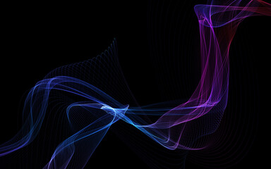 Dark abstract background with a glowing abstract waves
