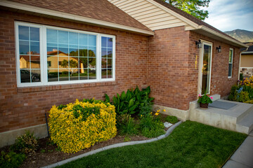 house with flowers in front