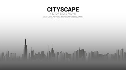 Fototapeta premium Panorama city Building background with light and shadow. Background for big city and urban life.