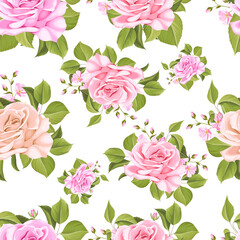 beautiful floral and leaves seamless pattern