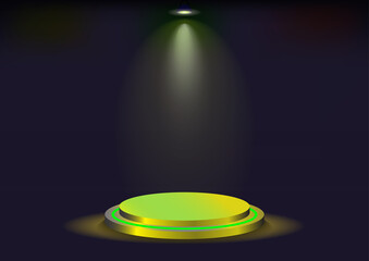 Podium with green lighting.
