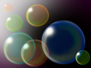Colorful background with soap bubbles and gentle transparent stripes 