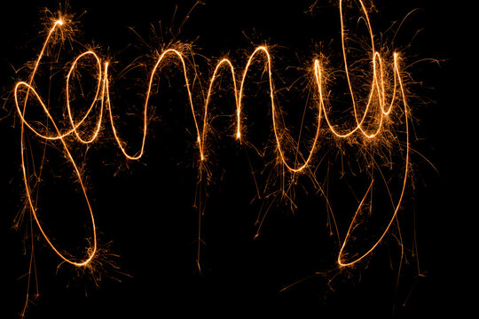 Photos of drawings with sparklers on July 4th