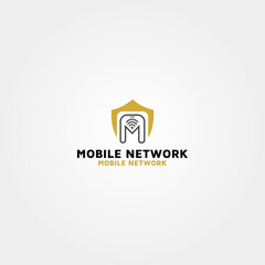 Mobile Network vector modern logo design template idea