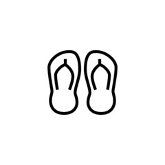 Fototapeta premium Beach Sandals Icon in black line style icon, style isolated on white background