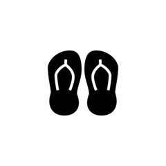 Obraz premium Beach Sandals Icon in black flat glyph, filled style isolated on white background