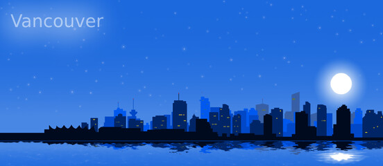 Vancouver skyline set in an atmospheric night setting.