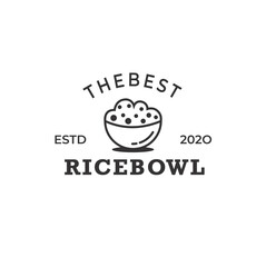 Rice bowl Logo icon for chef with linear style design element