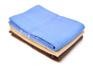 Colorful cotton Table napkin or tablecloth isolated on white / bad cover / pillowcase