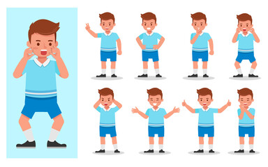 Set of children character vector design. Presentation in various action with emotions and expression.