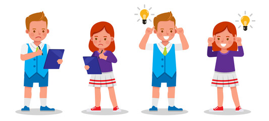 Set of children character vector design. Presentation in various action with emotions.