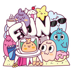 Kawaii monster doodle