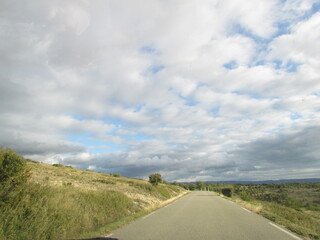 Fototapeta premium country road in the countryside to Mont Ventoux in Provence (France)