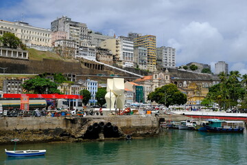 Fototapeta premium Salvador Bahia Brazil - Slavador port and Market Ramp Fountain