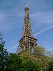 The Eiffel Tower in Paris standing behind the three