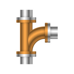 Pipe vector icon. Made from steel or metal connection by flange fitting fixing by screw and bolt. Part for pipeline construction to transport oil and gas in industry, water in plumbing and irrigation.