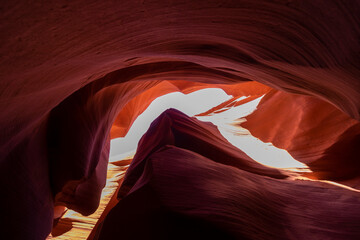 Panoramic image of the colorful Sunset on the Grand Canyon in Grand Canyon National Park from the south rim part,Arizona,USA, on a sunny cloudy day with blue or gloden sky