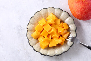 俯瞰から見たカットマンゴー