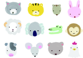 手書きの動物のイラストセット
