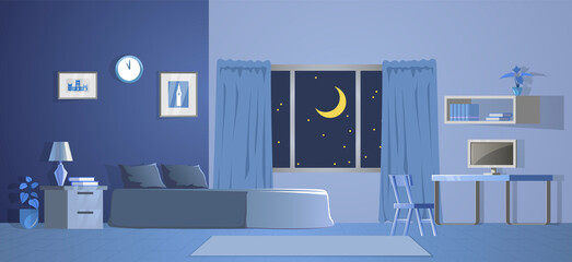 room decoration of bedroom with gradient design in night time