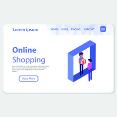 Modern flat design online shopping landing page. This design can be used for websites, landing pages, UI, mobile applications, posters, banners