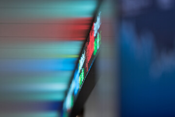reflection of trading board at Stock Exchange on ceiling