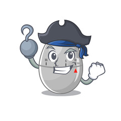 Egg kitchen time cartoon design in a Pirate character with one hook hand