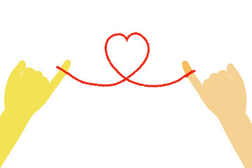 小指と赤い糸のハート