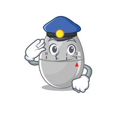 Police officer cartoon drawing of egg kitchen timer wearing a blue hat