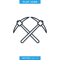 Pickaxe Icon Vector Design Template