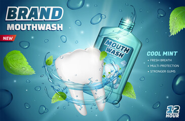 Cool mint mouthwash ads © HstrongART