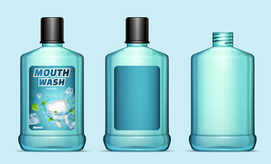 Cool mint mouthwash bottles mockup