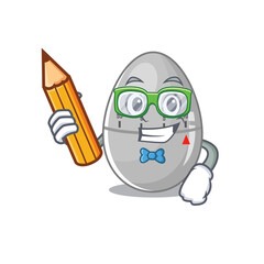 A clever student egg kitchen timer cartoon character study at home