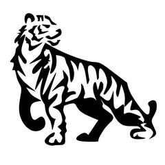 vector illustration of a tiger animal that is looking back.