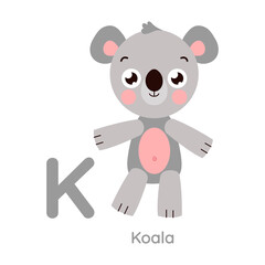 Vector alphabet letter K koala illustration