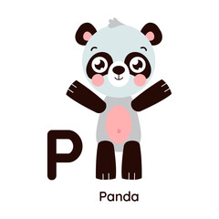 Vector alphabet letter P panda illustration