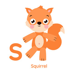 Vector alphabet letter S squirrel illustration
