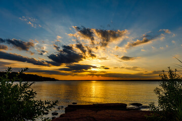 Sunset at the south dam area of Thunderbird lake.