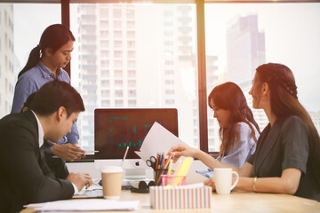 Business people talking and discussing in meeting room, Executives or professional officer group brainstorming with team coworker