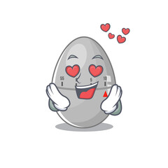Romantic egg kitchen timer cartoon character has a falling in love eyes