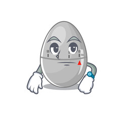 Mascot design style of egg kitchen timer with waiting gesture
