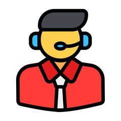 Customer service icon vector illustration in filled line style for any projects