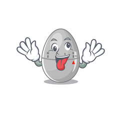 A mascot design of egg kitchen timer having a funny crazy face
