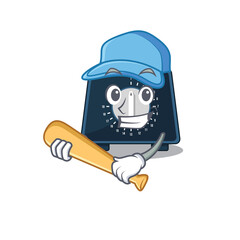 Attractive kitchen timer caricature character playing baseball