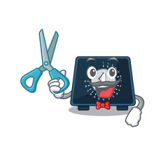 Kitchen timer cartoon character design as talented barber