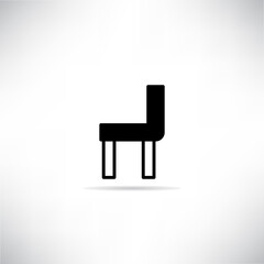 chair icon with drop shadow vector illustration