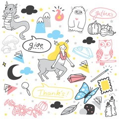 Set of abstract doodle vector illustration