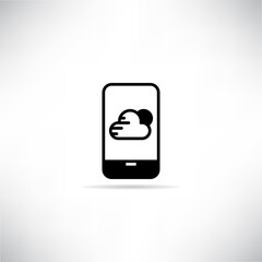 mobile weather forecast icon with shadow on gray background vector