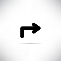 right side arrow icon with drop shadow vector illustration